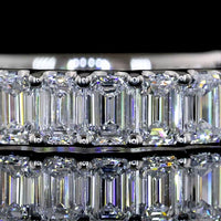 Platinum 3/4 Eternity Band with North-South U-Prong Set Emerald Cut Lab Diamonds - 1.90 Carats Total Diamond Weight - Covaloro Fine Jewelry