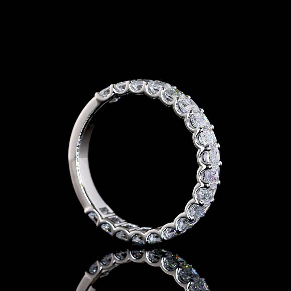 Platinum 3/4 Eternity Band with North-South U-Prong Set Emerald Cut Lab Diamonds - 1.90 Carats Total Diamond Weight - Covaloro Fine Jewelry