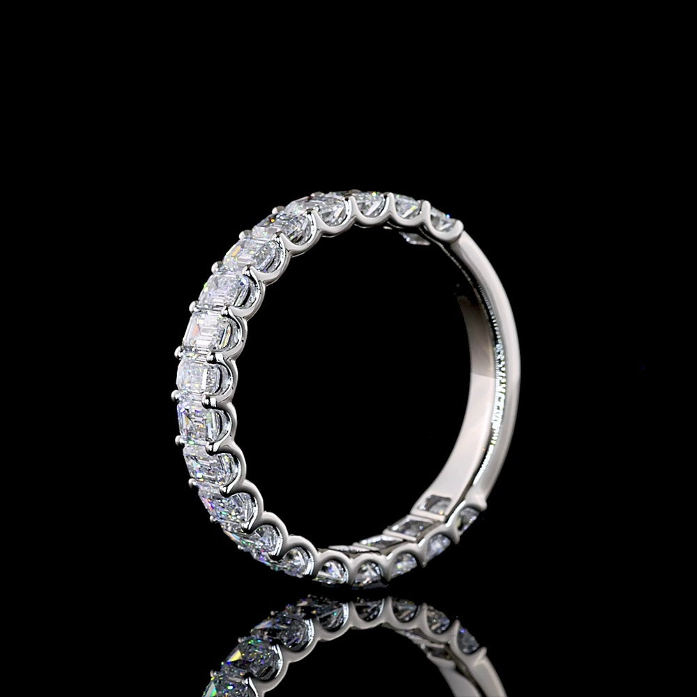 Platinum 3/4 Eternity Band with North-South U-Prong Set Emerald Platinum 3/4 Eternity Band with North-South U-Prong Set Emerald