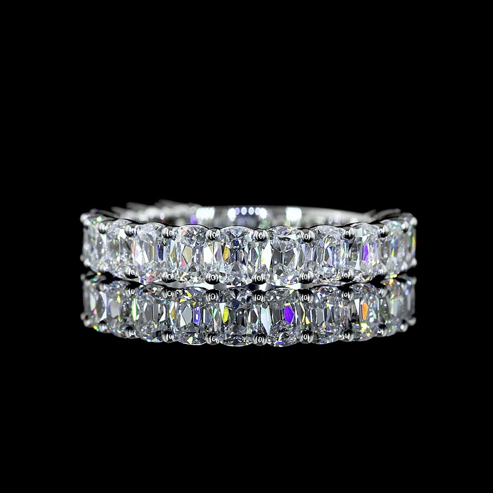 Platinum 3/4 Eternity Band with Prong-Set Antique Cushion Cut Lab Diamonds - 1.76 Carat Total Weight - Covaloro Fine Jewelry