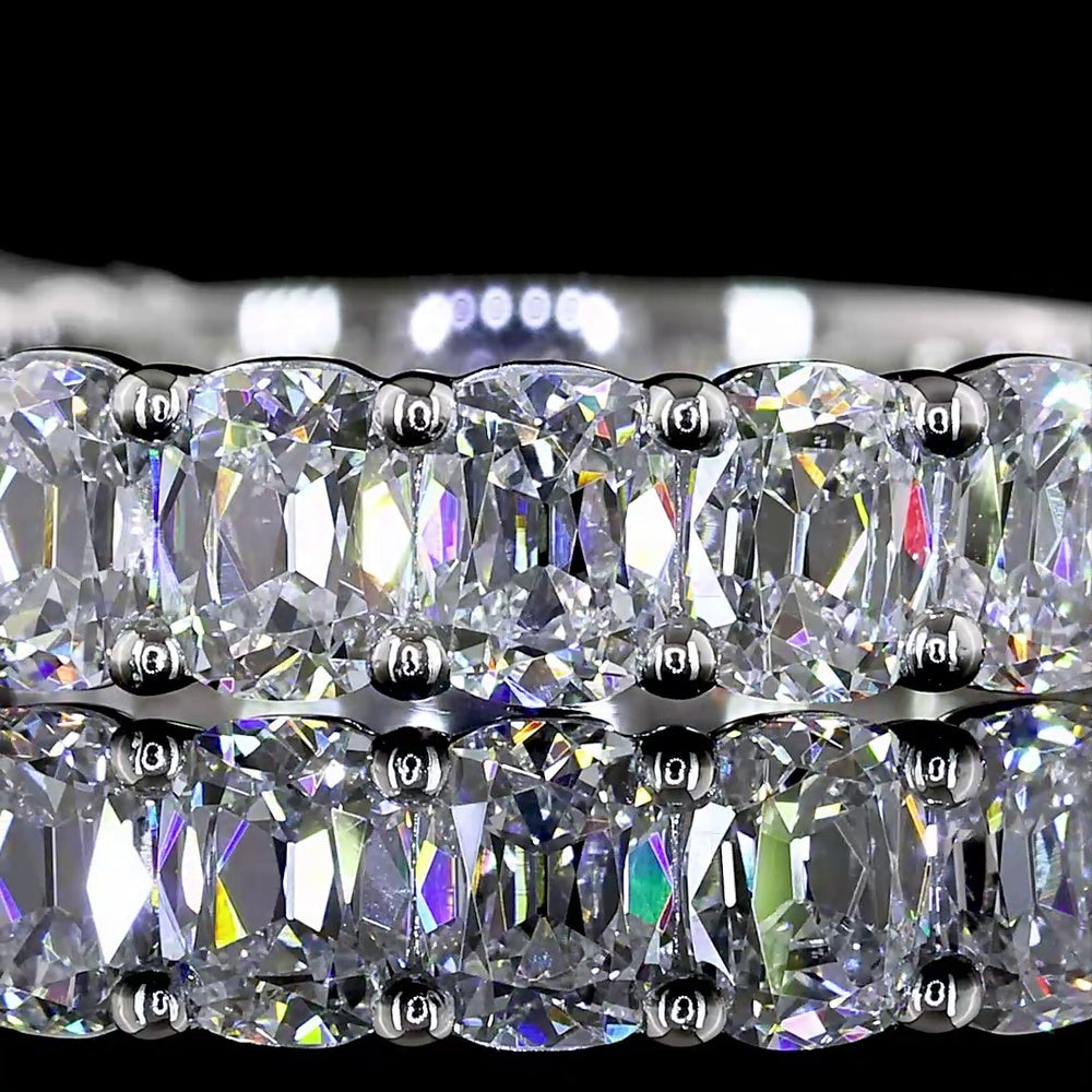 Platinum 3/4 Eternity Band with Prong-Set Antique Cushion Cut Lab Diamonds - 1.76 Carat Total Weight - Covaloro Fine Jewelry