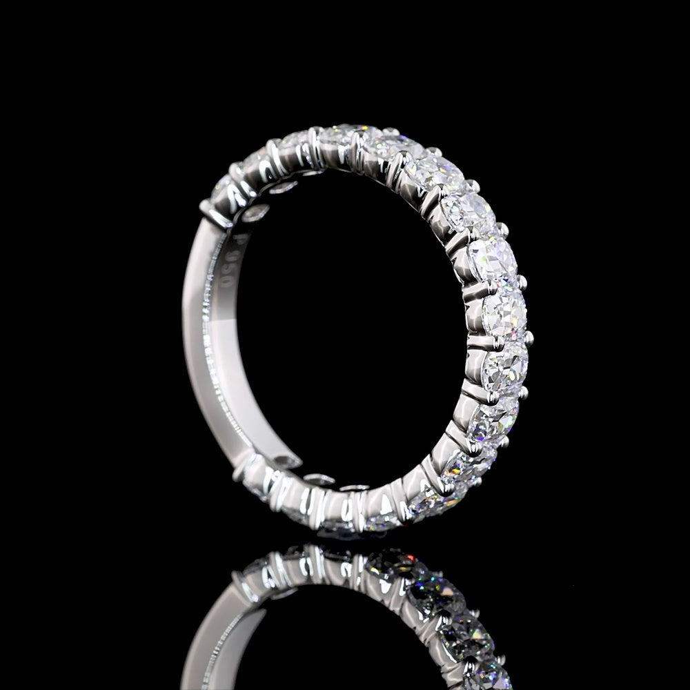 Platinum 3/4 Eternity Band with Prong-Set Antique Cushion Cut Lab Diamonds - 1.76 Carat Total Weight - Covaloro Fine Jewelry
