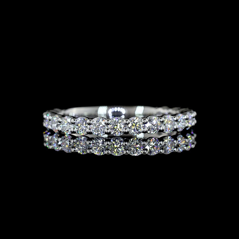 Platinum 3/4 Eternity Band with Prong Set Brilliant Round Lab Diamonds - 0.78 Carats Total Diamond Weight, E-F Color, VS Clarity - Covaloro Fine Jewelry