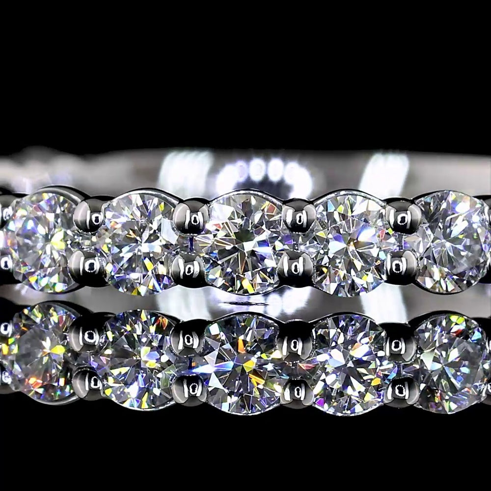 Platinum 3/4 Eternity Band with Prong Set Brilliant Round Lab Diamonds - 0.78 Carats Total Diamond Weight, E-F Color, VS Clarity - Covaloro Fine Jewelry