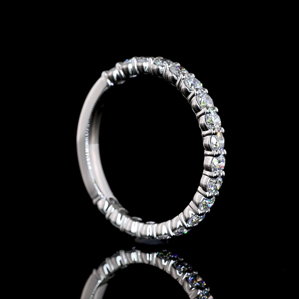 Platinum 3/4 Eternity Band with Prong Set Brilliant Round Lab Diamonds - 0.78 Carats Total Diamond Weight, E-F Color, VS Clarity - Covaloro Fine Jewelry
