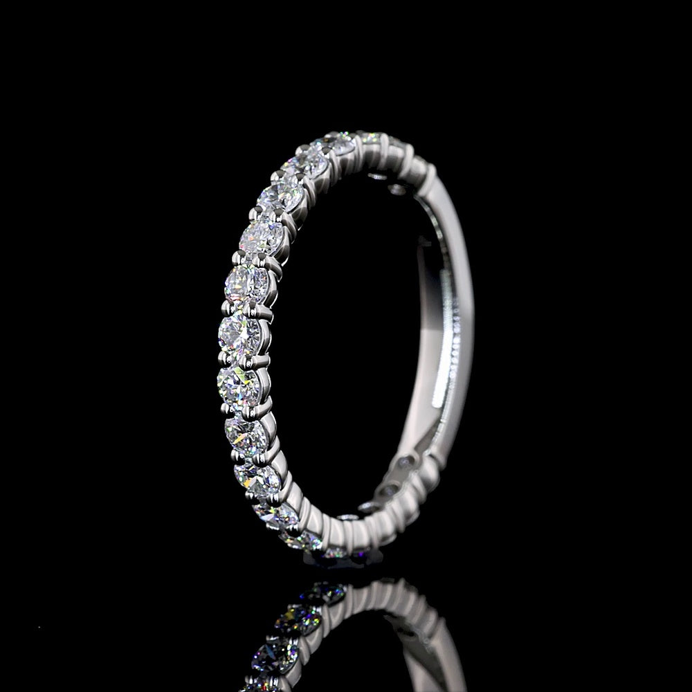 Platinum 3/4 Eternity Band with Prong Set Brilliant Round Lab Diamonds - 0.78 Carats Total Diamond Weight, E-F Color, VS Clarity - Covaloro Fine Jewelry