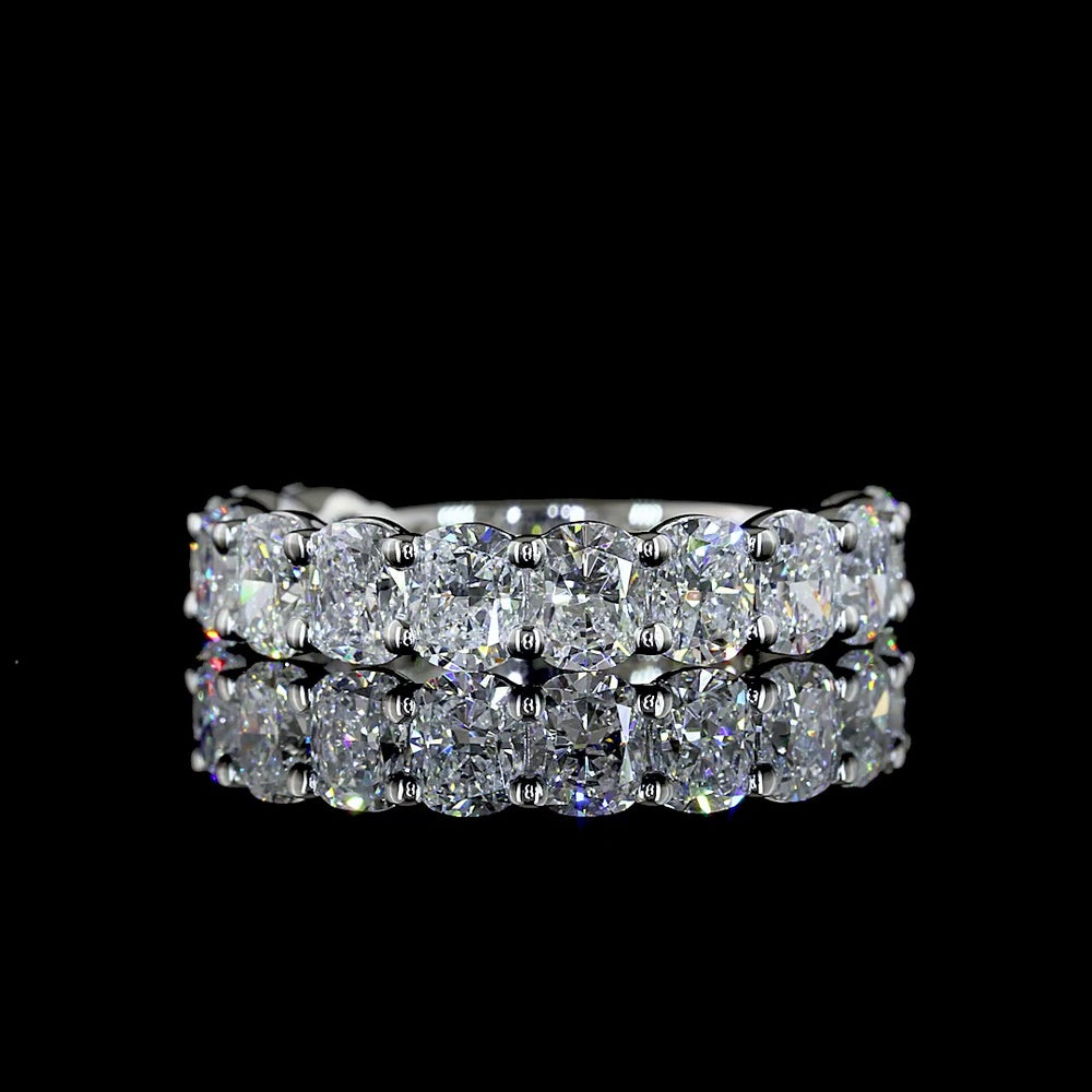 Platinum 3/4 Eternity Band with Prong Set Cushion Cut Lab Diamonds - 2.46 Carat Total Weight, E-F Color, VS Clarity - Covaloro Fine Jewelry