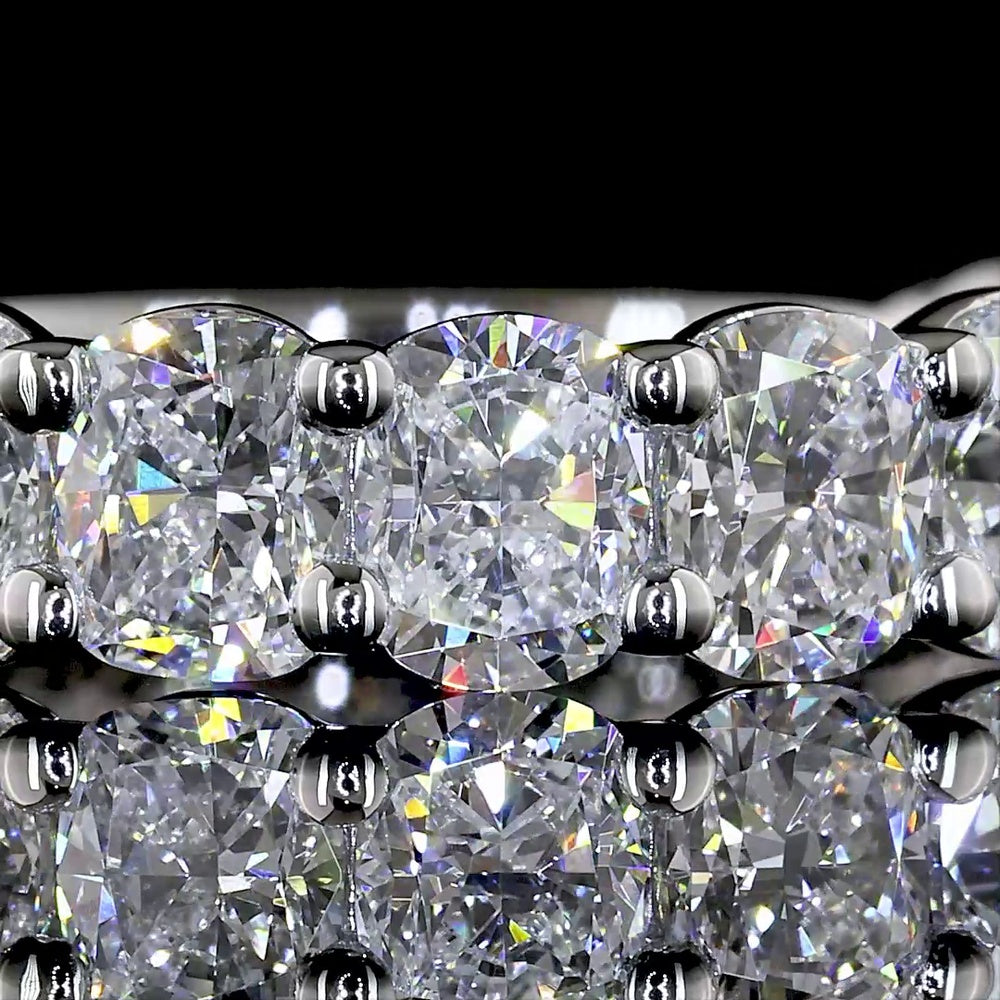 Platinum 3/4 Eternity Band with Prong Set Cushion Cut Lab Diamonds - 2.46 Carat Total Weight, E-F Color, VS Clarity - Covaloro Fine Jewelry