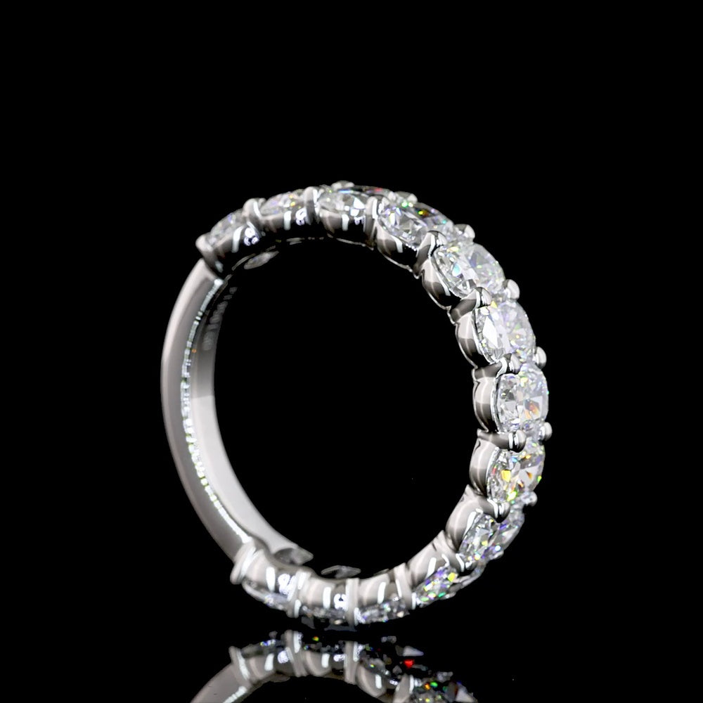 Platinum 3/4 Eternity Band with Prong Set Cushion Cut Lab Diamonds - 2.46 Carat Total Weight, E-F Color, VS Clarity - Covaloro Fine Jewelry