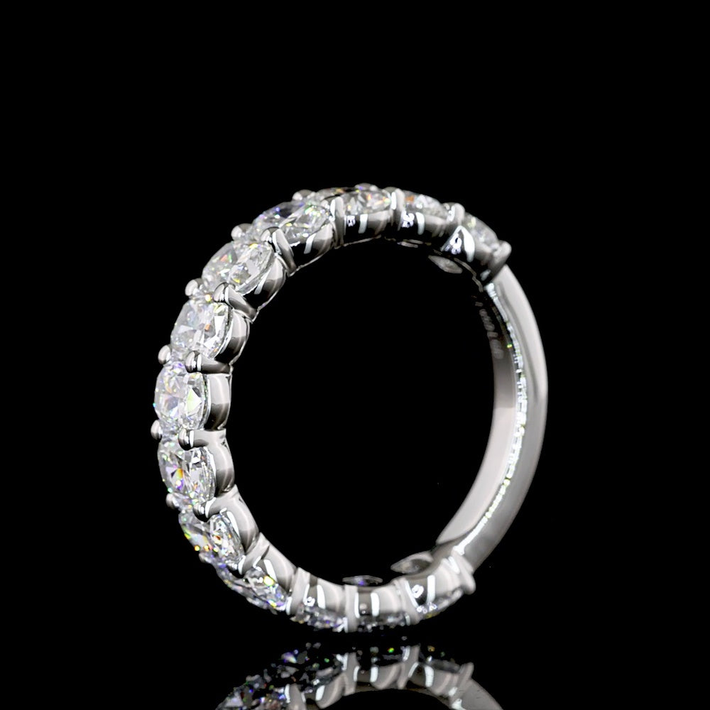 Platinum 3/4 Eternity Band with Prong Set Cushion Cut Lab Diamonds - 2.46 Carat Total Weight, E-F Color, VS Clarity - Covaloro Fine Jewelry