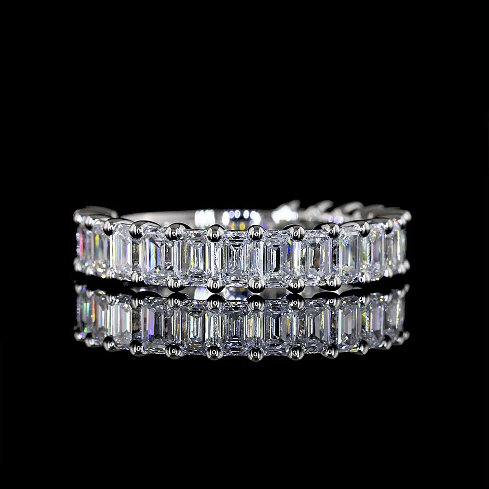 Platinum 3/4 Eternity Band with Shared-Prong Set Emerald Cut Lab Diamonds - 1.83 Total Carat Weight - Covaloro Fine Jewelry