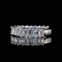 Platinum 3/4 Eternity Band with Shared-Prong Set Emerald Cut Lab Diamonds - 1.83 Total Carat Weight - Covaloro Fine Jewelry