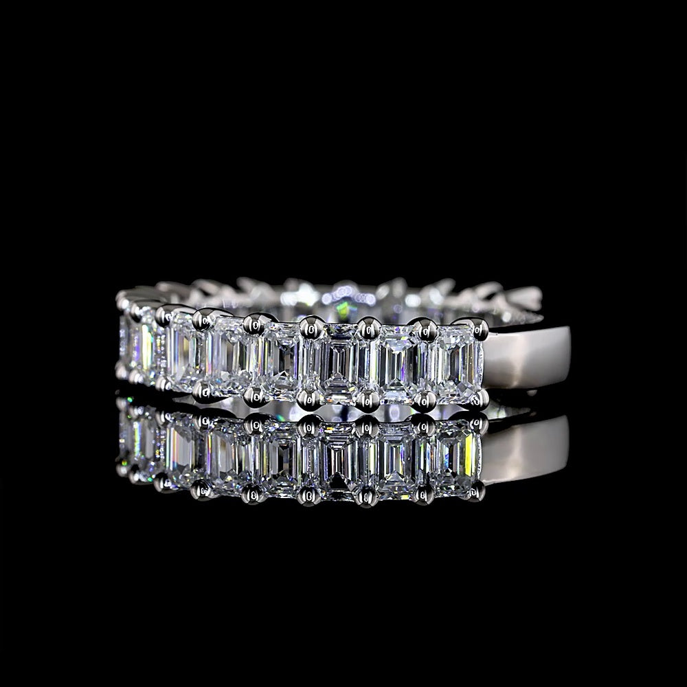 Platinum 3/4 Eternity Band with Shared-Prong Set Emerald Cut Lab Diamonds - 1.83 Total Carat Weight - Covaloro Fine Jewelry