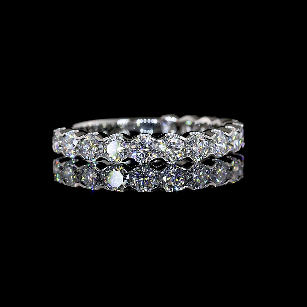 Platinum 3/4 Eternity Band with U-Prong Set Round Brilliant Lab Diamonds - 1.26 Carats Total Diamond Weight - Covaloro Fine Jewelry