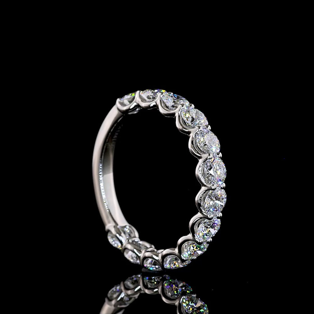 Platinum 3/4 Eternity Band with U-Prong Set Round Lab-Grown Diamonds - 1.84 Carats Total Diamond Weight - Covaloro Fine Jewelry
