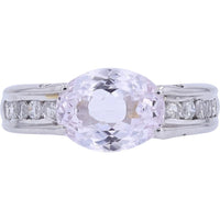 Platinum 3.50 Carat Pink Amethyst Oval Center Ring with Diamond Accents - 0.49 Carat Total Diamond Weight