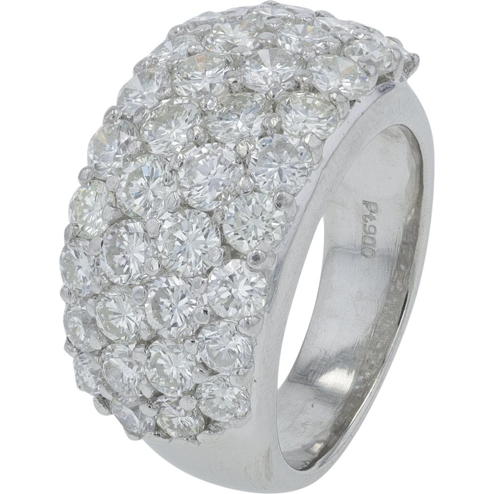Platinum 3.53 Carat Total Weight Diamond Band Ring - Pavé Set Round Diamonds