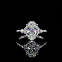 Platinum 3.54cttw Oval Cut Lab Diamond Ring with Marquise and Round Side Stones - F VS2 Center and E VS Accents - Covaloro Fine Jewelry
