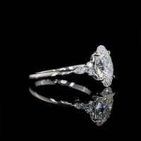 Platinum 3.54cttw Oval Cut Lab Diamond Ring with Marquise and Round Side Stones - F VS2 Center and E VS Accents - Covaloro Fine Jewelry