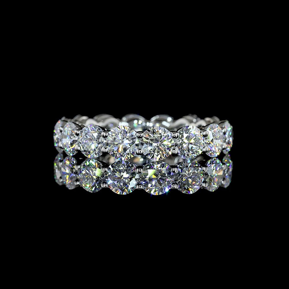 Platinum 3.85 Carats Eternity Band with Round Brilliant Cut Lab Diamonds in Prong Setting - E-F Color VS Clarity - Covaloro Fine Jewelry