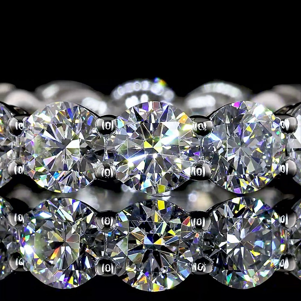 Platinum 3.85 Carats Eternity Band with Round Brilliant Cut Lab Diamonds in Prong Setting - E-F Color VS Clarity - Covaloro Fine Jewelry