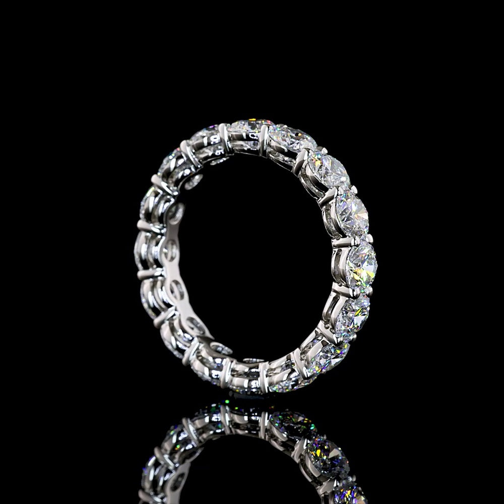 Platinum 3.85 Carats Eternity Band with Round Brilliant Cut Lab Diamonds in Prong Setting - E-F Color VS Clarity - Covaloro Fine Jewelry