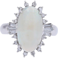 Platinum 3 Carat Oval Opal Ring with 0.45 Carat Diamond Halo - Platinum 900