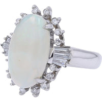 Platinum 3 Carat Oval Opal Ring with 0.45 Carat Diamond Halo - Platinum 900
