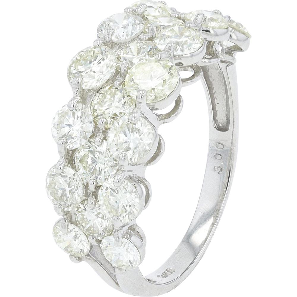 Platinum 3 Carat Round Diamond Ring with Prong Setting - 3.00 Carat Total Diamond Weight