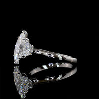 Platinum 3 Stone Ring with 2.04 Carat Marquise Cut Lab Diamond and Half-Moon Side Diamonds - 2.65 Carat Total Diamond Weight - Covaloro Fine Jewelry