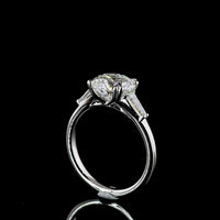 Platinum 3-Stone Ring with 2.54 Carat Round Lab Diamond and Tapered Baguette Accents - 2.93 Total Carat Weight, E-F VVS2 Clarity, IGI Certified - Covaloro Fine Jewelry