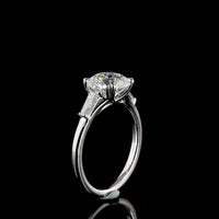 Platinum 3-Stone Ring with 2.54 Carat Round Lab Diamond and Tapered Baguette Accents - 2.93 Total Carat Weight, E-F VVS2 Clarity, IGI Certified - Covaloro Fine Jewelry
