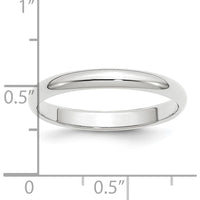 Platinum 3mm Half Round Wedding Band - Classic Polished Finish by Luciano & Cie