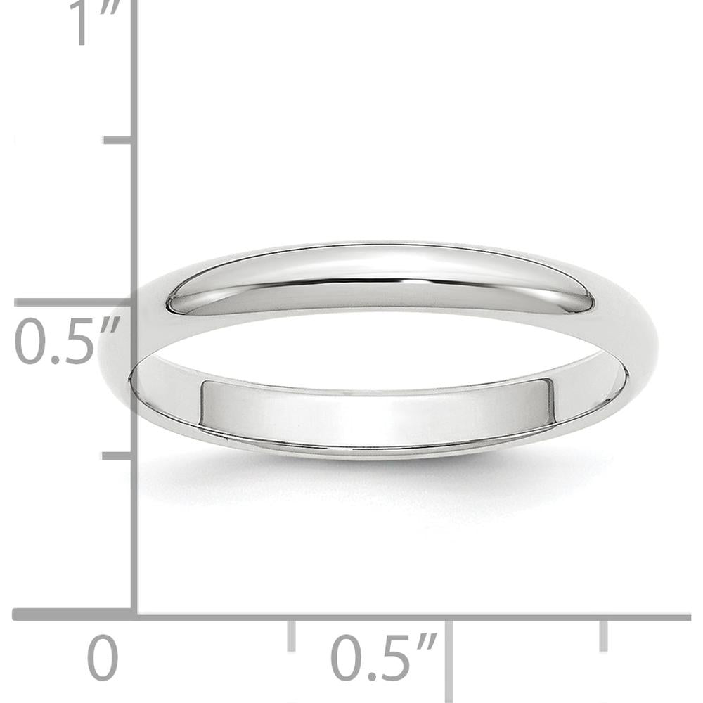 Platinum 3mm Half Round Wedding Band in 950 Purity - Size 9.5 by Luciano & Cie