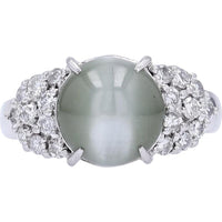 Platinum 4.21 Carat Chrysoberyl Ring with 0.44 Carat Diamond Accents