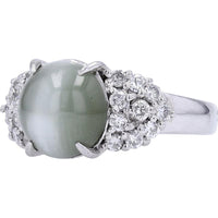 Platinum 4.21 Carat Chrysoberyl Ring with 0.44 Carat Diamond Accents