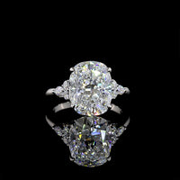 Platinum 4.77 Carat Cushion Brilliant Cut Lab Diamond Ring with Marquise and Round Accent Stones - F VS1 Center - Covaloro Fine Jewelry