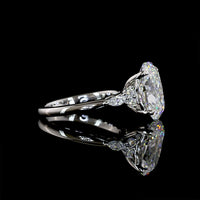 Platinum 4.77 Carat Cushion Brilliant Cut Lab Diamond Ring with Marquise and Round Accent Stones - F VS1 Center - Covaloro Fine Jewelry