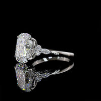 Platinum 4.77 Carat Cushion Brilliant Cut Lab Diamond Ring with Marquise and Round Accent Stones - F VS1 Center - Covaloro Fine Jewelry