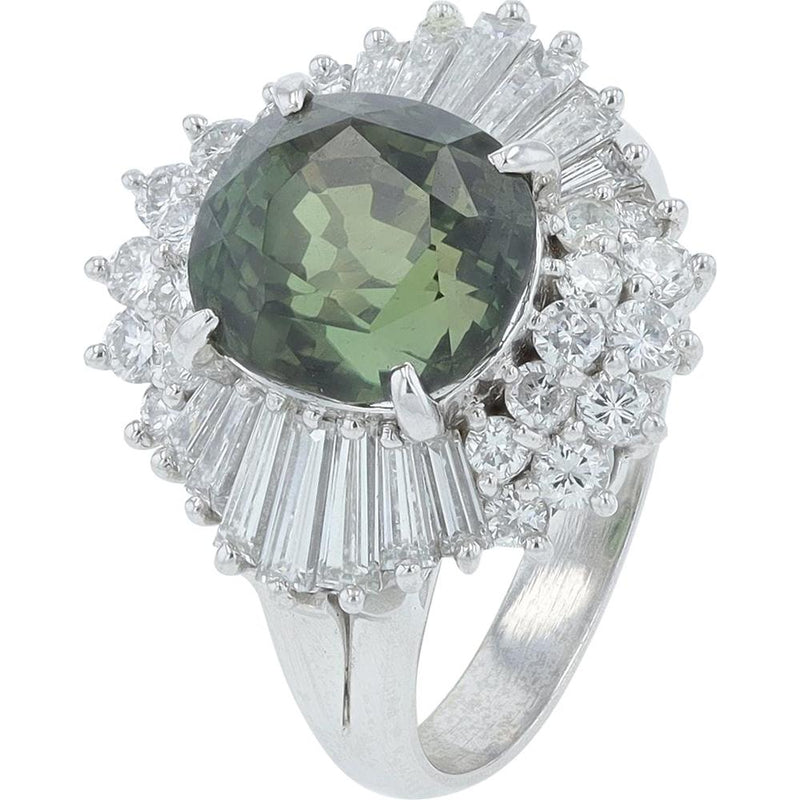 Platinum 4.77 Carat Cushion-Cut Sri Lanka Alexandrite Ring with Diamond Halo - 1.287 Carats Total Diamond Weight