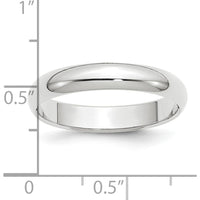 Platinum 4mm Half Round Wedding Band with Polished Finish and Comfort Fit - Size 7 by Luciano & Cie