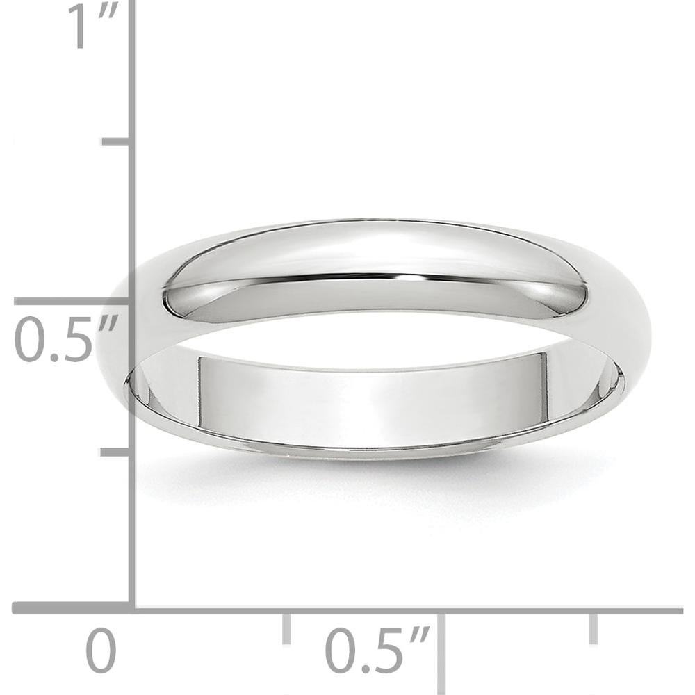 Platinum 4mm Half Round Wedding Band with Polished Finish and Comfort Fit - Size 7 by Luciano & Cie