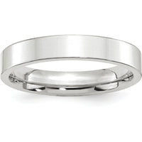 Platinum 4mm Polished Flat Wedding Band with Comfort Fit - Size 7 by Luciano & Cie