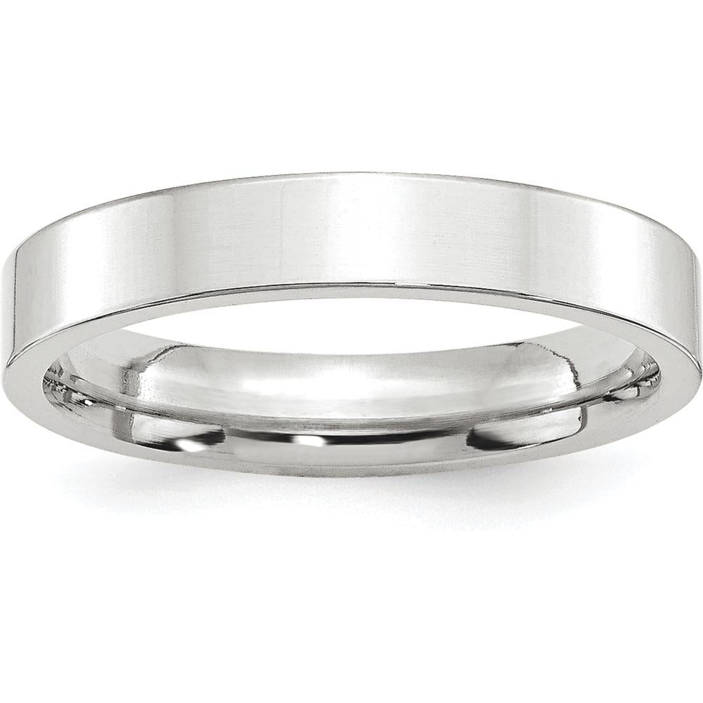 Platinum 4mm Polished Flat Wedding Band with Comfort Fit - Size 7 by Luciano & Cie