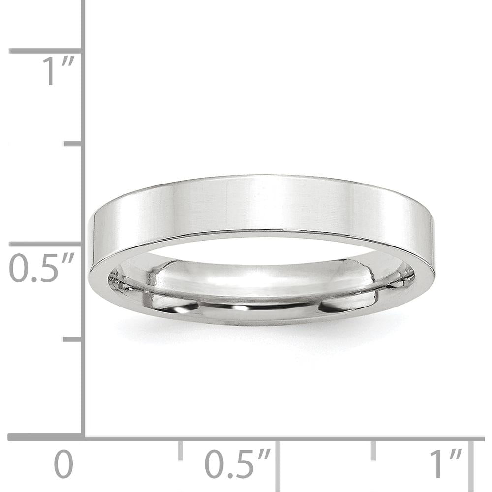 Platinum 4mm Polished Flat Wedding Band with Comfort Fit - Size 7 by Luciano & Cie