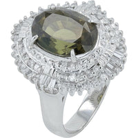 Platinum 5.18 Carats Alexandrite Ballerina Ring with 0.55 Carat Total Diamond Weight - GIA Certified