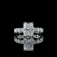 Platinum 5.77 Carat Radiant Cut Lab Diamond Hidden Halo Ring with 3.10 Carat Center D VVS2 and Accent Diamonds - IGI Certified - Covaloro Fine Jewelry