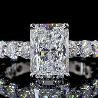Platinum 5.77 Carat Radiant Cut Lab Diamond Hidden Halo Ring with 3.10 Carat Center D VVS2 and Accent Diamonds - IGI Certified - Covaloro Fine Jewelry