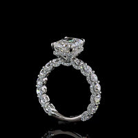 Platinum 5.77 Carat Radiant Cut Lab Diamond Hidden Halo Ring with 3.10 Carat Center D VVS2 and Accent Diamonds - IGI Certified - Covaloro Fine Jewelry