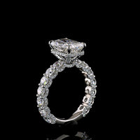 Platinum 5.77 Carat Radiant Cut Lab Diamond Hidden Halo Ring with 3.10 Carat Center D VVS2 and Accent Diamonds - IGI Certified - Covaloro Fine Jewelry